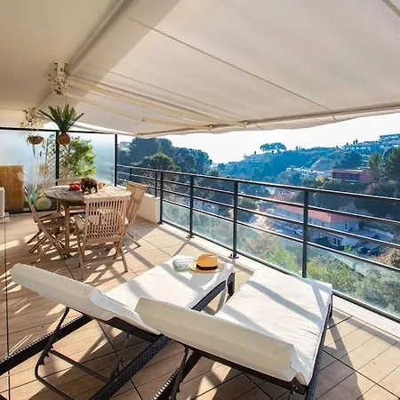 L8 Calm, Panoramic Sea View Withterrace, Parking & Ac Lägenhet Saint-Laurent-du-Var
